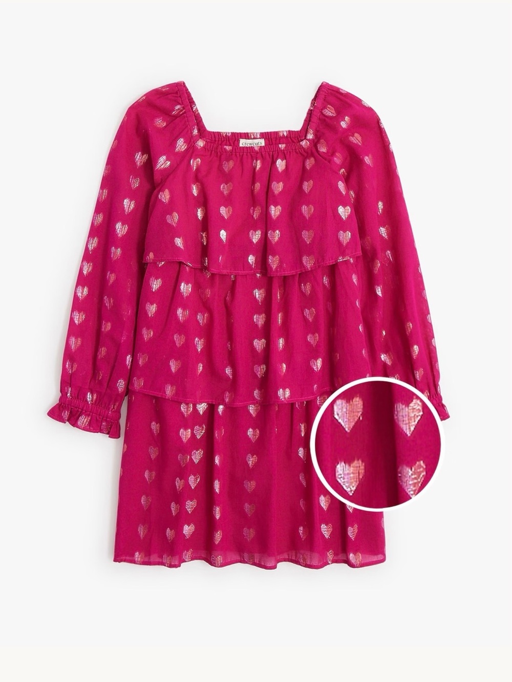 J. Crew Factory Shimmer Tiered Hearts Dress, Size 8